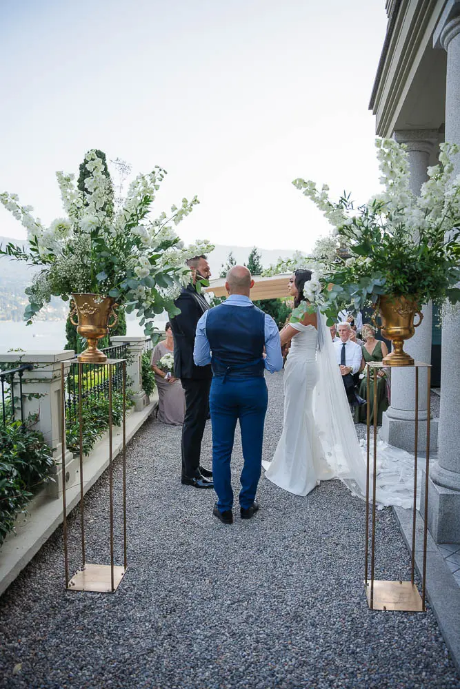 A setting on a terrace facing the lake
