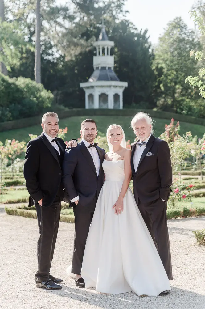 A very elegant photo with best man and father after the ceremony