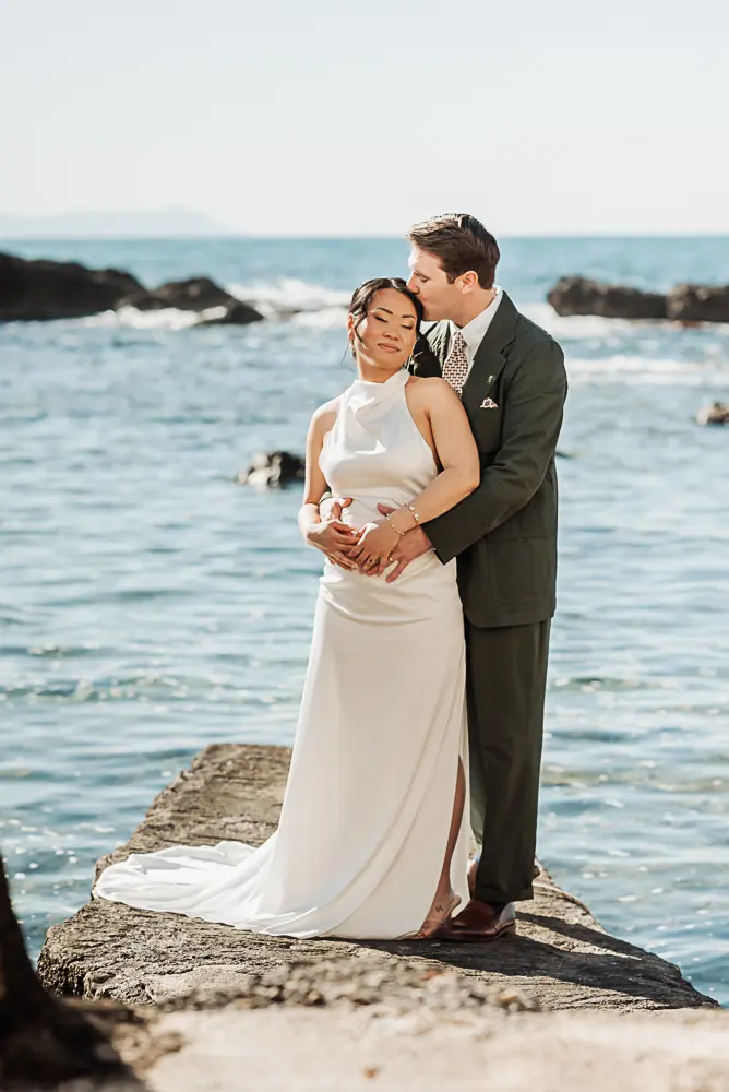 The couple after the ceremony in Chania, at the harbour