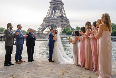 Happy couple renewing vows in Paris 