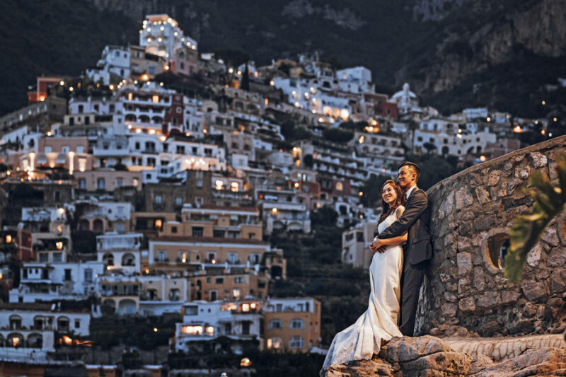 The Amalfi coast by night for this couple