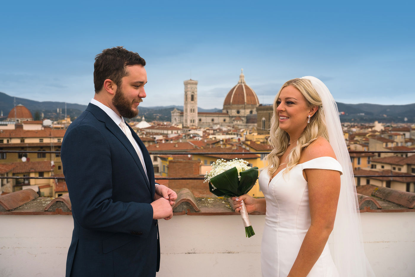 during the exchange of vows from the Guelfa tower