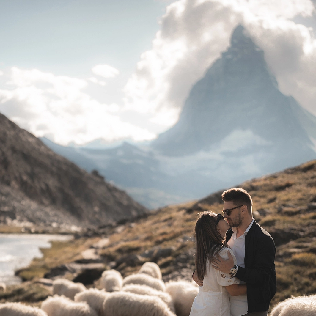 The couple in the Switzerland mountain