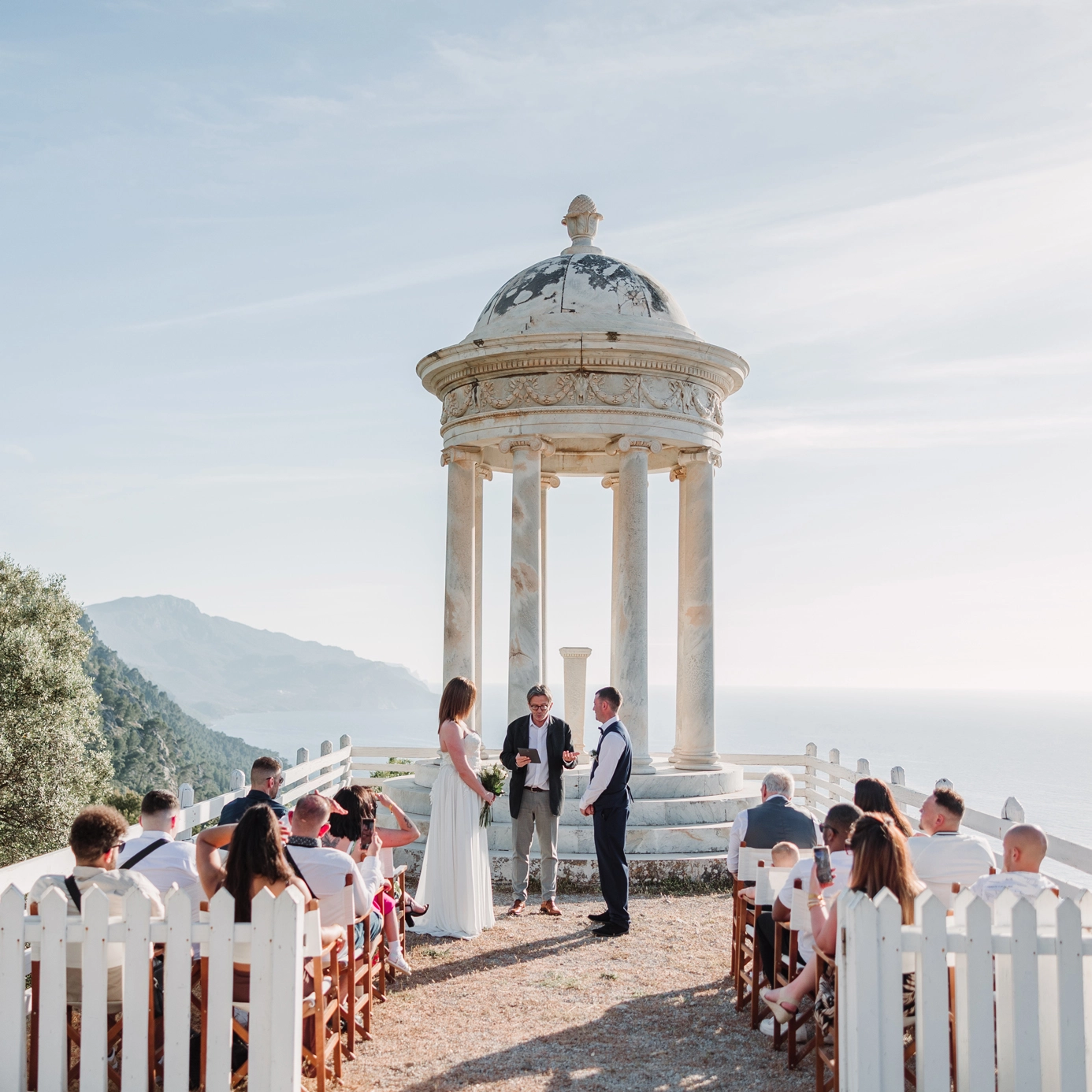 The french riviera and beautiful blue sky during the ceremony