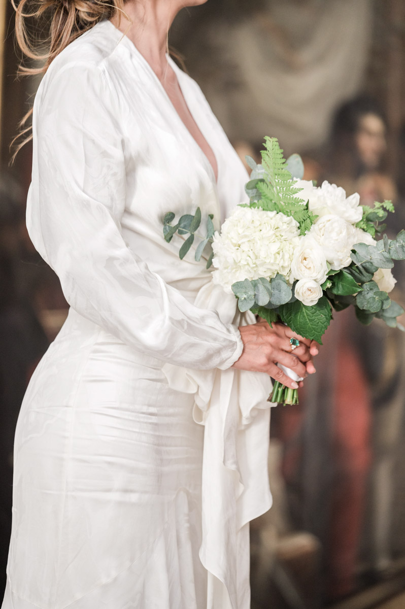 the flower bouquet of the bride