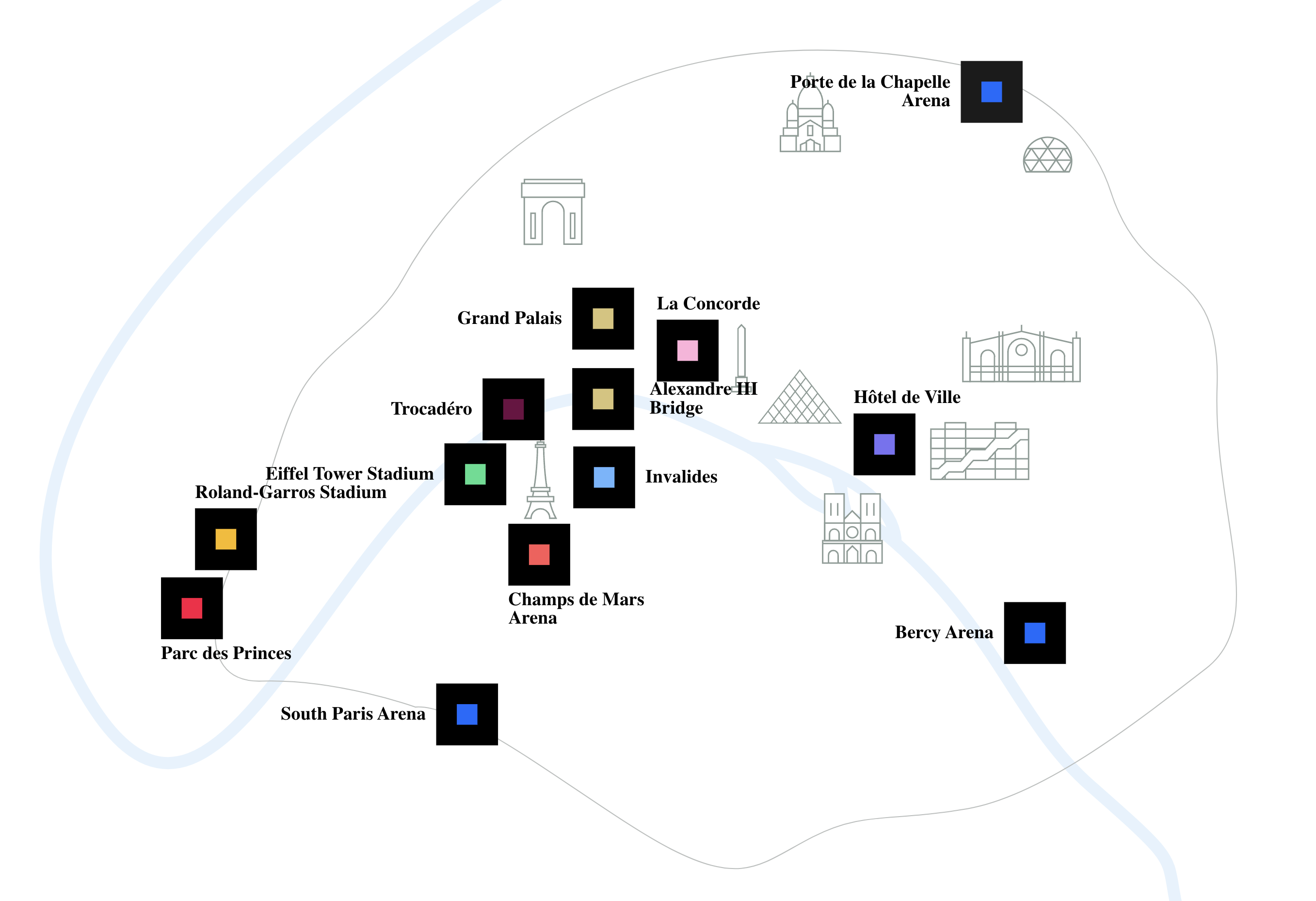 the different venues in paris for the olympic game