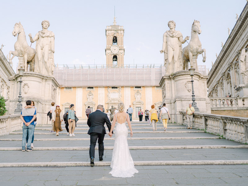 bride and groom walking to the spot for the ceremony