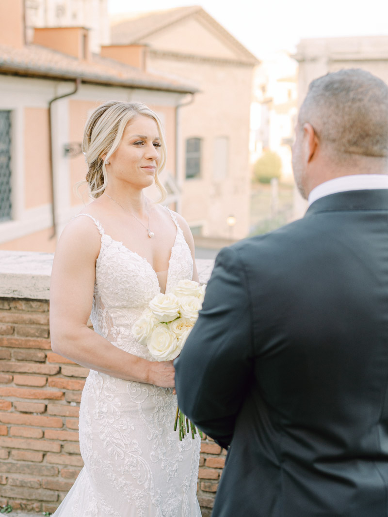 the eyes of the bride looking at the groom