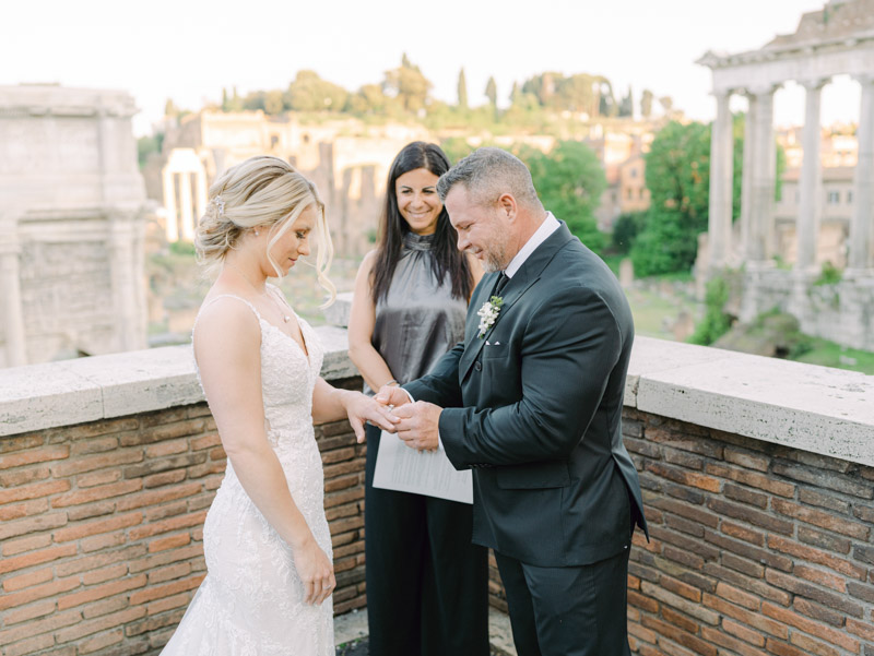 the ring exchange during elopement in Rome