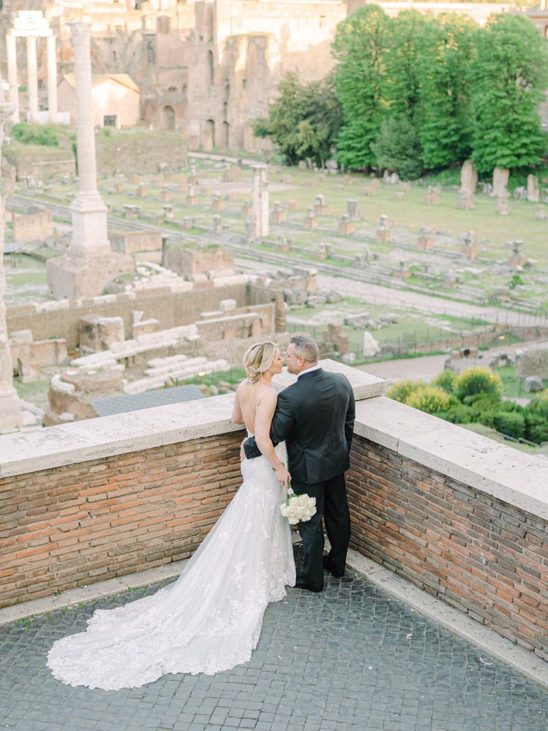 the kiss after the ceremony at Roman forum