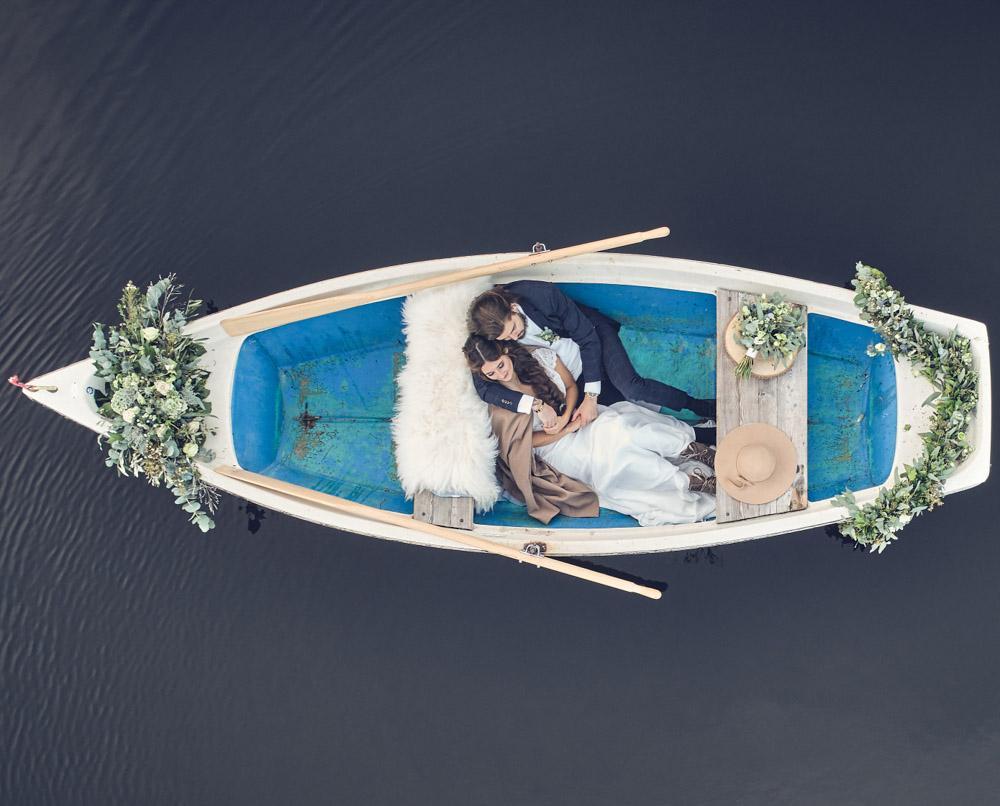 A cool moment on a boat , a nice lake for sunset