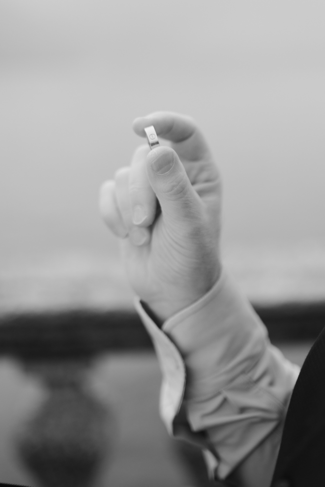 picture in black and white, the ring in close up