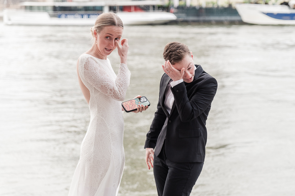 LGBT wedding elopement in Paris-43-017 The emotion after the vows of the 2 brides