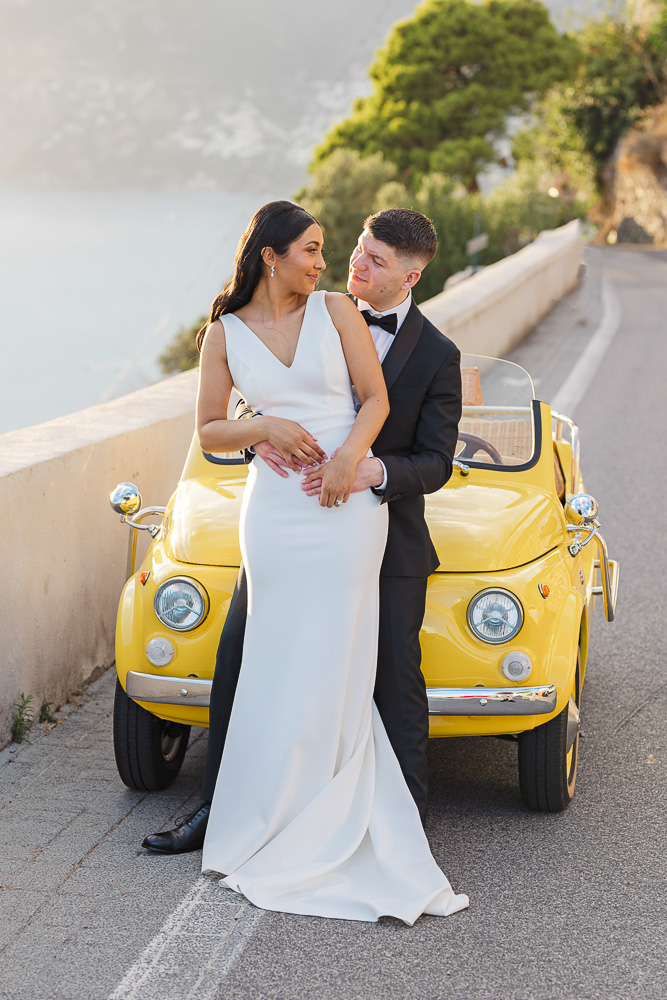 The famous road over the village on Amalfi coast with a great view
