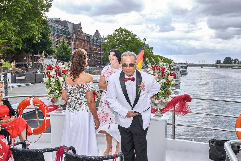 The groom before the ceremony begins on the boat