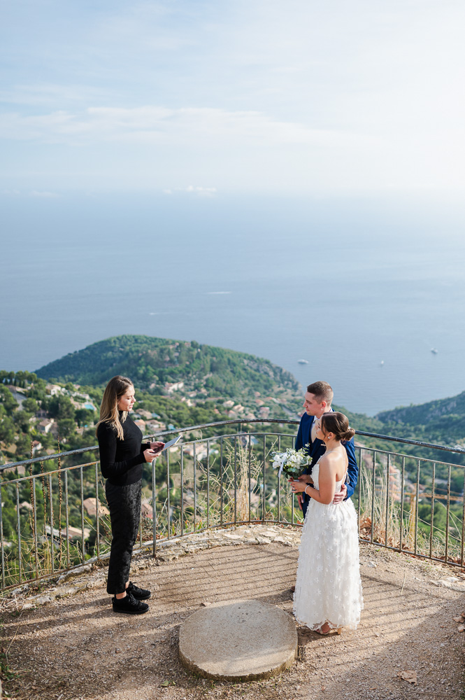 The ceremony with the celebrant took place at the top of a hill in a luxury garden