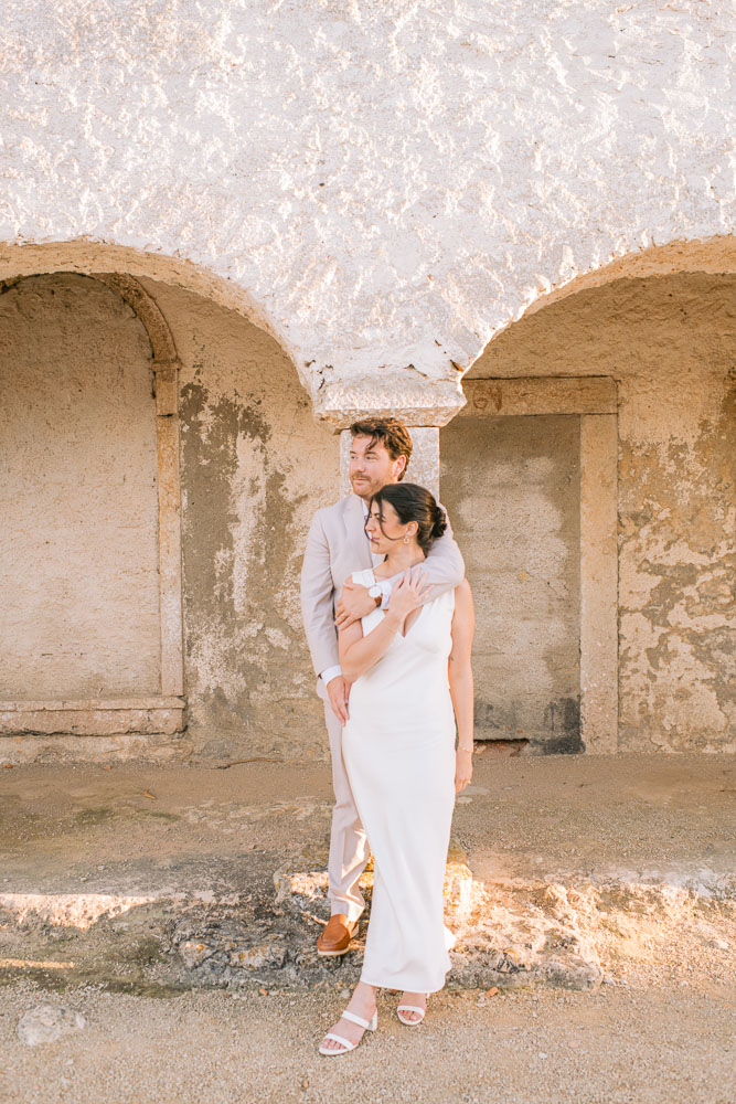 A photo of the couple ina fort in Sesimbra