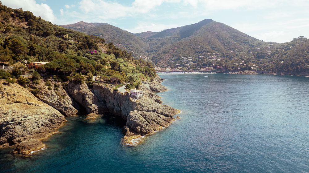 The location of the ceremony, a view from the drone on the bay area of Bonassola.