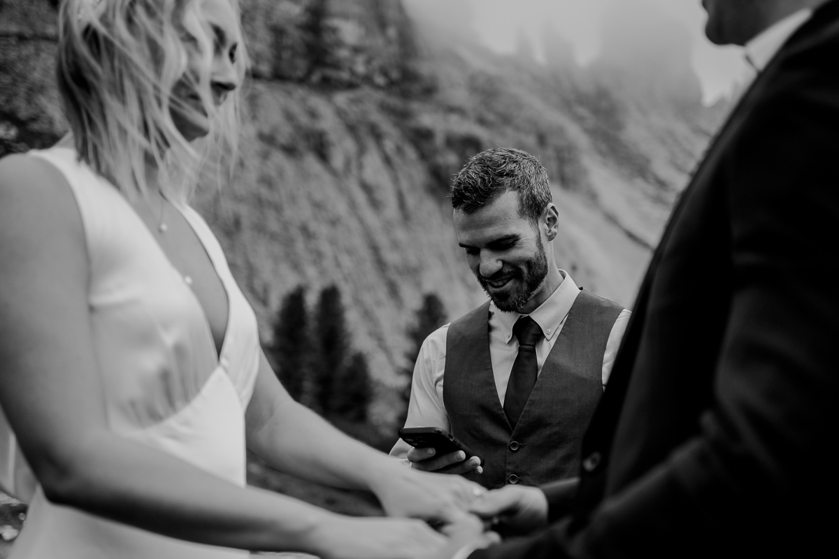 Black and white photo of an Elopement in Dolomites-53