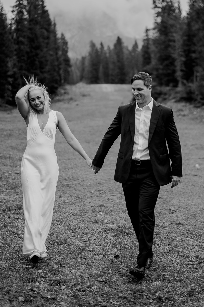 Black and white photo of an Elopement in Dolomites-64