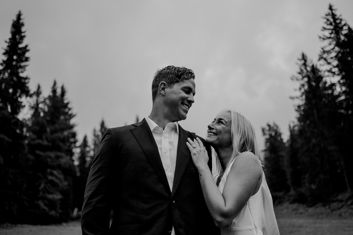 Black and white photo of an Elopement in Dolomites-67