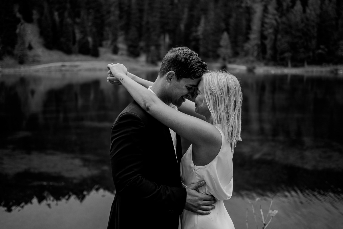 Black and white photo of an Elopement in Dolomites-69