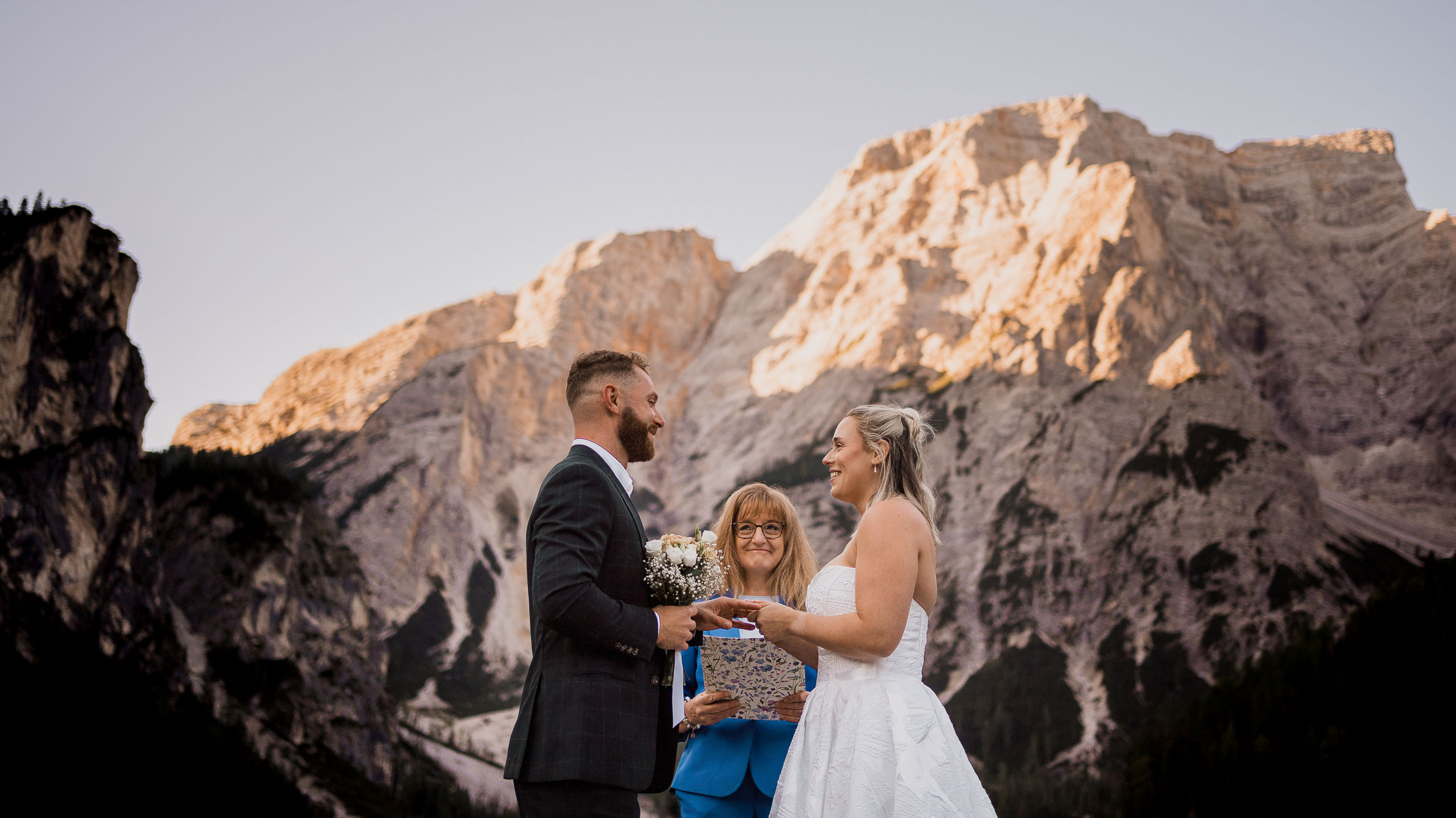 The ceremony in the moutains of Dolomites, Italy
