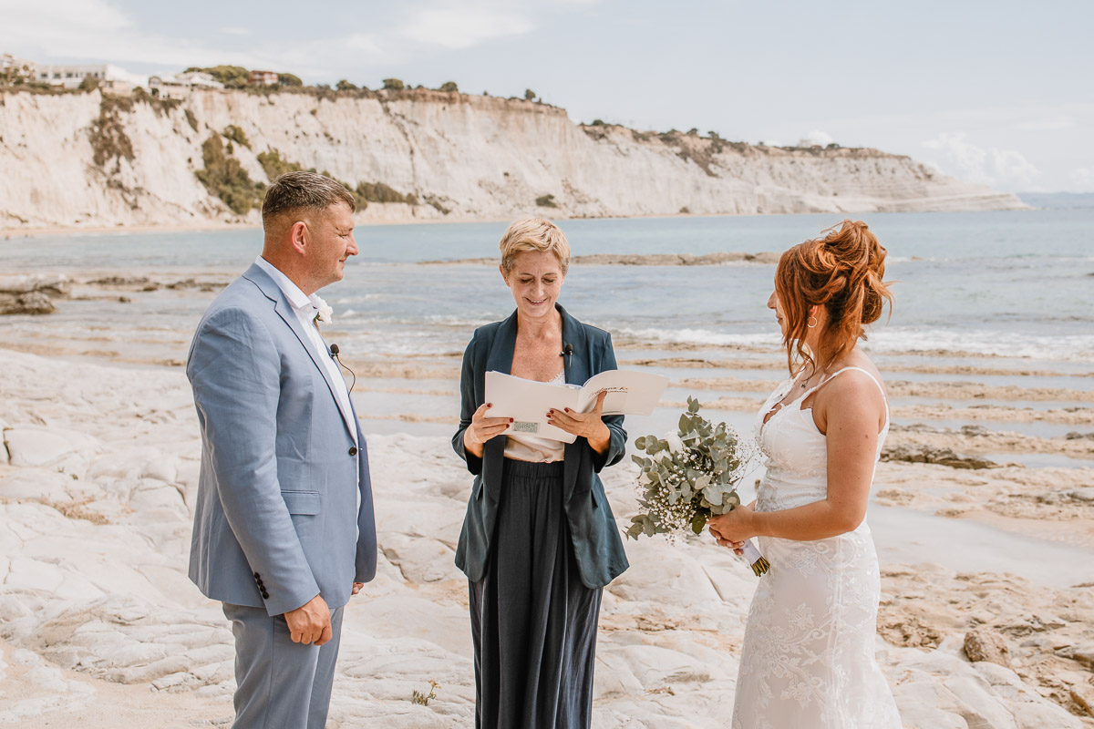 the exchange of vows on the beach nearby Agrigento