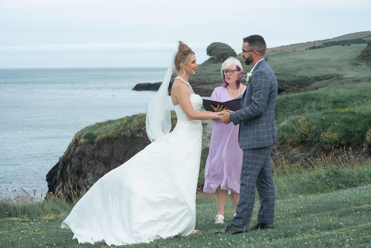 Wedding vows ceremony at Black Castle Wicklow Ireland