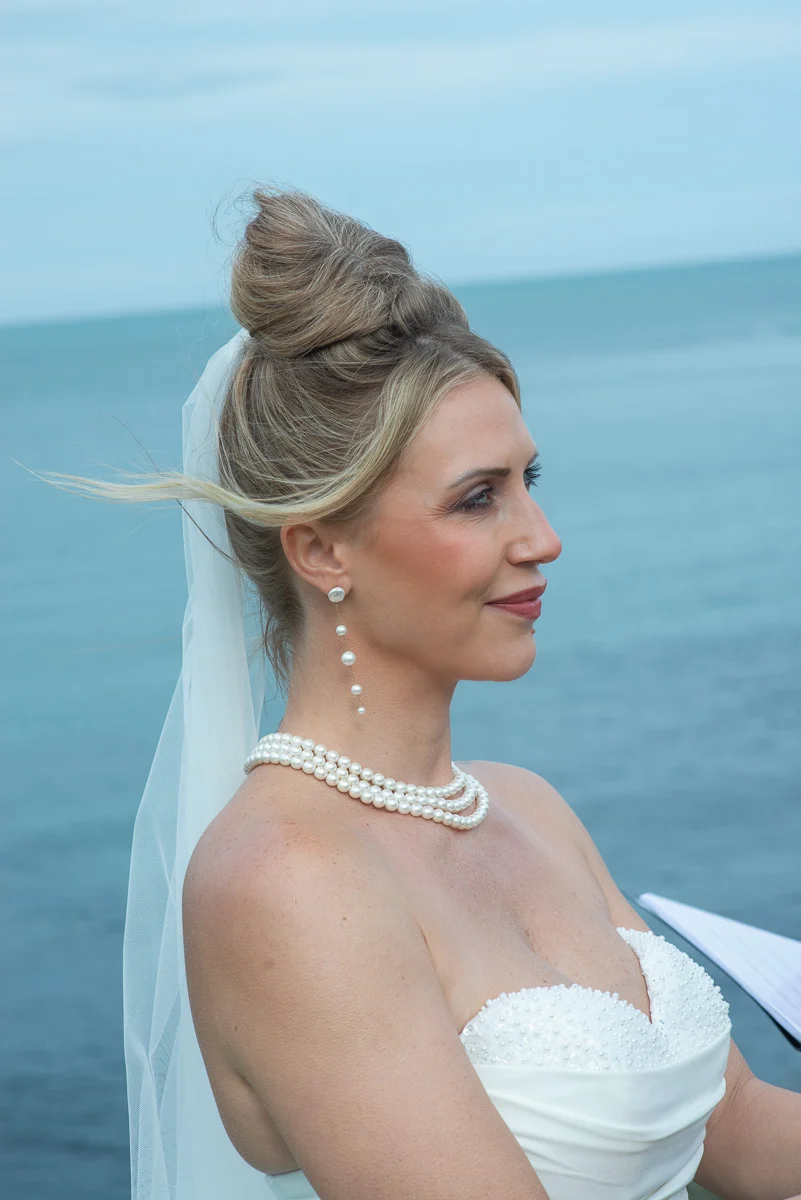 Bride portrait with veil during Ireland wedding ceremony