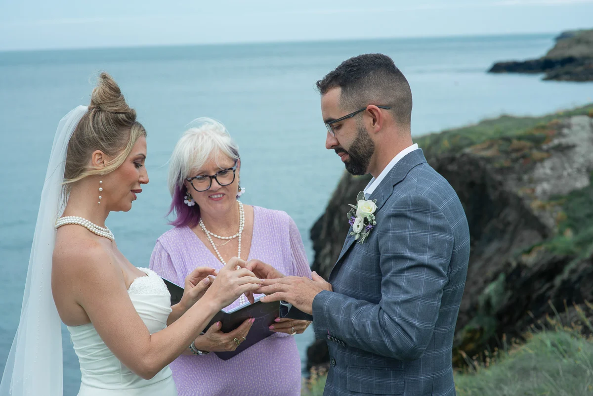 Wedding ring exchange ceremony Black Castle Wicklow