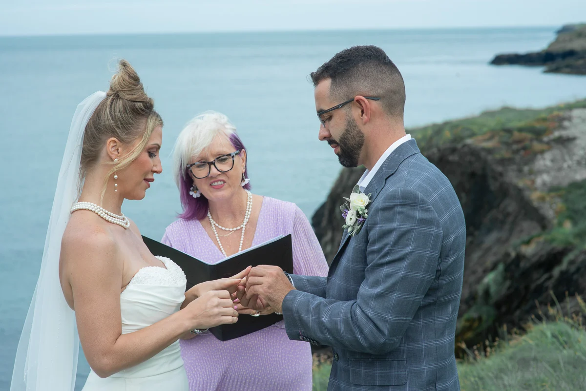 Wedding ring exchange ceremony Black Castle Wicklow