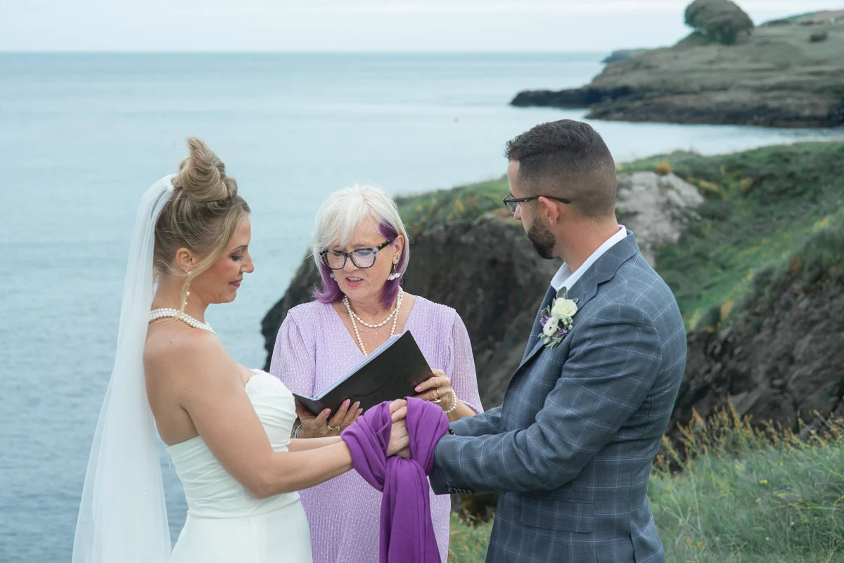 Celtic handfasting ceremony at Black Castle cliff Ireland