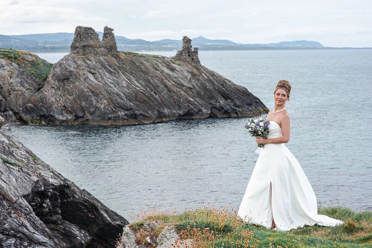 Bride portrait at Black Castle ruins Wicklow Ireland wedding